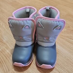Carter's Gray and Pink Cat Face Kids Boots